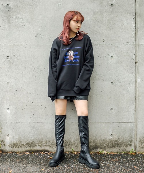 RASVOA(ラスボア)の「Dogフォトトレーナー(スウェット・レディース・ブラック/グレー・FREE)」の5枚目の写真