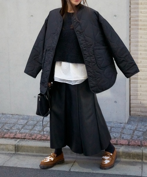 セール】ノーカラー キルティング ジャケット（ノーカラージャケット