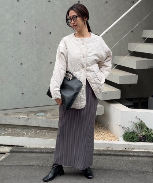 セール】ノーカラー キルティング ジャケット（ノーカラージャケット