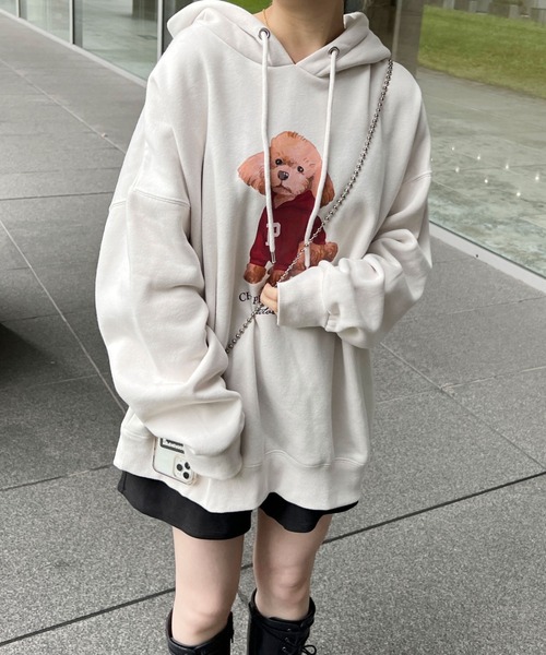 PairPair（ペアペア）の「リアルトイプードルフーディー(ユニセックス)（パーカー・レディース・ベージュ/アイボリー/グレイッシュブルー・MEDIUM/LARGE）」の2枚目の写真