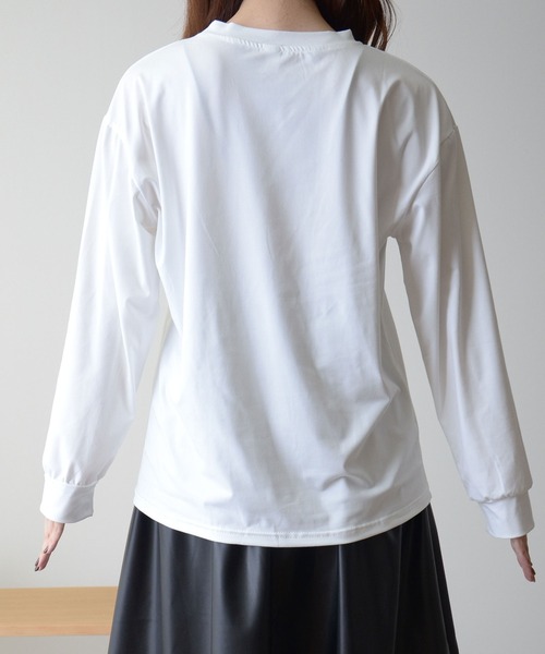 ibeul_(イベール)の「ロゴプリントロンT(Tシャツ/カットソー・レディース・ブラック/ボルドー/ホワイト・FREE)」の6枚目の写真