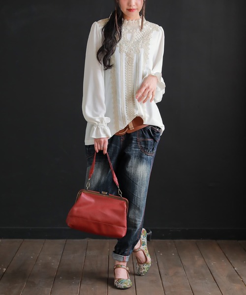 osharewalker（オシャレウォーカー）の「【廃盤】『キャンディースリーブレースブラウス』（シャツ/ブラウス・レディース・ブラック/オフホワイト・2/1）」の6枚目の写真