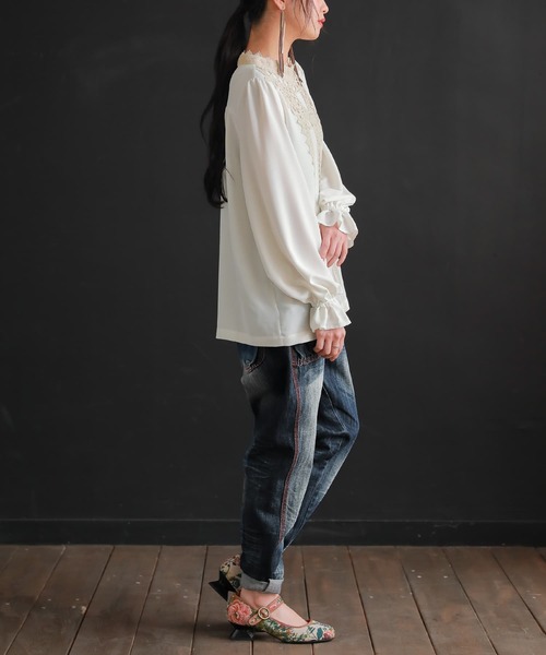 osharewalker（オシャレウォーカー）の「【廃盤】『キャンディースリーブレースブラウス』（シャツ/ブラウス・レディース・ブラック/オフホワイト・2/1）」の8枚目の写真