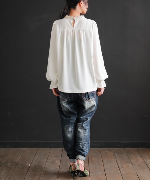 osharewalker（オシャレウォーカー）の「【廃盤】『キャンディースリーブレースブラウス』（シャツ/ブラウス・レディース・ブラック/オフホワイト・2/1）」の9枚目の写真