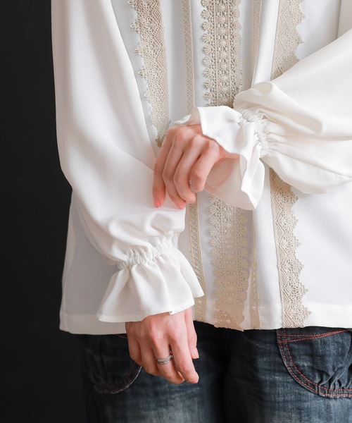 osharewalker（オシャレウォーカー）の「【廃盤】『キャンディースリーブレースブラウス』（シャツ/ブラウス・レディース・ブラック/オフホワイト・2/1）」の5枚目の写真