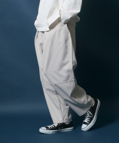 ANPAS（アンパス）の「Twill Fabric Tuck Wide Balloon Pants/ツイル タックワイドバルーンパンツ スケーターパンツ  シェフパンツ バギーパンツ（その他パンツ・メンズ・ブラック/ベージュ/オフホワイト/マスタード/サックスブルー/グリーン・M/L/XL）」の2枚目の写真