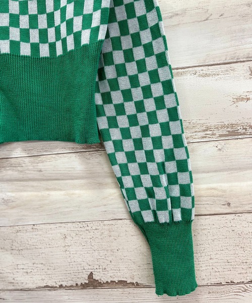 Jewelobe（ジュエローブ）の「チェッカー柄コンパクトカーディガン（カーディガン/ボレロ・レディース・ブラック/グリーン・FREE）」の16枚目の写真