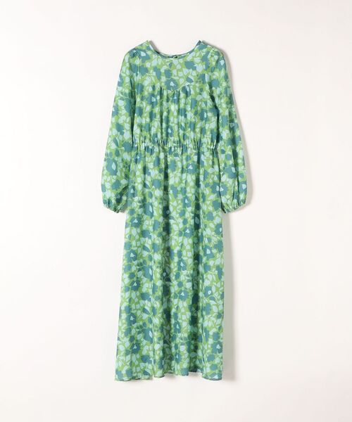 SHIPS any（シップス エニィ）の「SHIPS any:〈ウォッシャブル〉Longchamp フラワー プリント バック リボン ギャザー ワンピース（ワンピース・レディース・ネイビー/グリーン・ONE SIZE）」の3枚目の写真