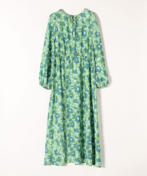 SHIPS any（シップス エニィ）の「SHIPS any:〈ウォッシャブル〉Longchamp フラワー プリント バック リボン ギャザー ワンピース（ワンピース・レディース・ネイビー/グリーン・ONE SIZE）」の4枚目の写真