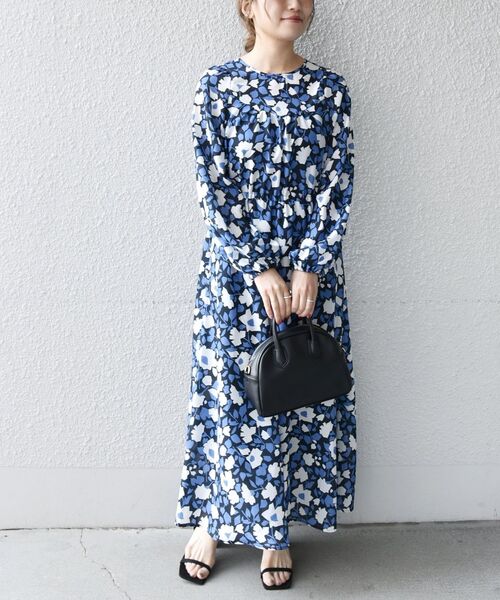 SHIPS any（シップス エニィ）の「SHIPS any:〈ウォッシャブル〉Longchamp フラワー プリント バック リボン ギャザー ワンピース（ワンピース・レディース・ネイビー/グリーン・ONE SIZE）」の22枚目の写真