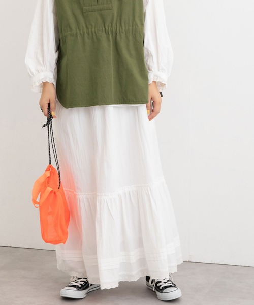 POU DOU DOU(プードゥドゥ)の「ローティアードスカート(スカート・レディース・ブラック/ベージュ/オフホワイト・3)」の2枚目の写真