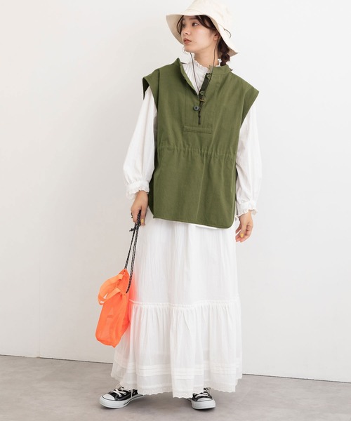 POU DOU DOU(プードゥドゥ)の「ローティアードスカート(スカート・レディース・ブラック/ベージュ/オフホワイト・3)」の8枚目の写真