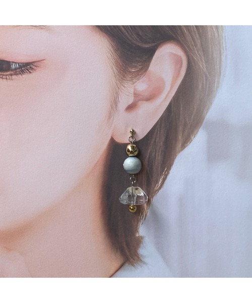 tone(トーン)の「【-lensa-】ブルーソーダなコットンパールの小ぶりピアス(MA)(ピアス(両耳用)・レディース・ブルー・FREE)」の2枚目の写真