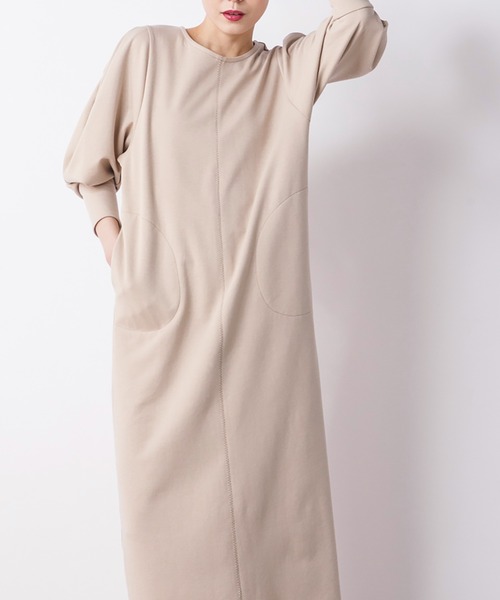 CIENA（シエナ）の「配色ステッチコクーンカットワンピース（ワンピース・レディース・ブラック/ベージュ・FREE）」の13枚目の写真