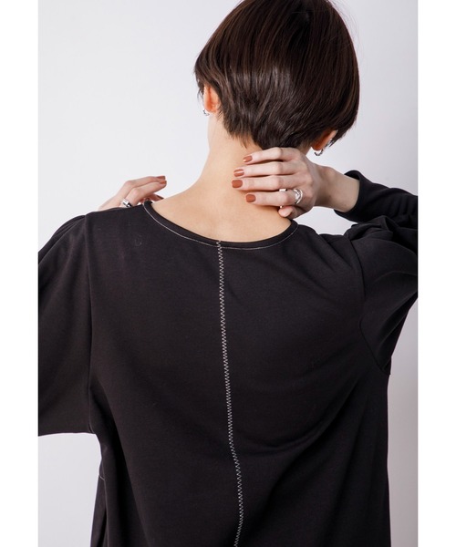 CIENA（シエナ）の「配色ステッチコクーンカットワンピース（ワンピース・レディース・ブラック/ベージュ・FREE）」の10枚目の写真