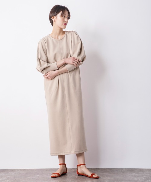 CIENA（シエナ）の「配色ステッチコクーンカットワンピース（ワンピース・レディース・ブラック/ベージュ・FREE）」の11枚目の写真