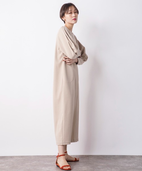 CIENA（シエナ）の「配色ステッチコクーンカットワンピース（ワンピース・レディース・ブラック/ベージュ・FREE）」の20枚目の写真