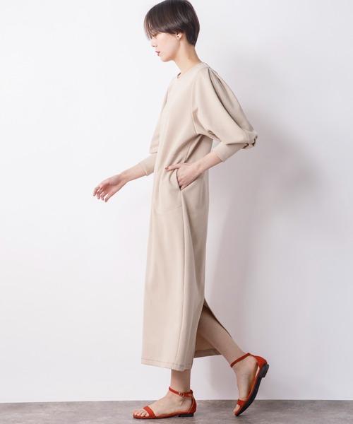 CIENA（シエナ）の「配色ステッチコクーンカットワンピース（ワンピース・レディース・ブラック/ベージュ・FREE）」の21枚目の写真