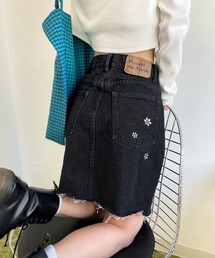 フラワーデニムミニスカート