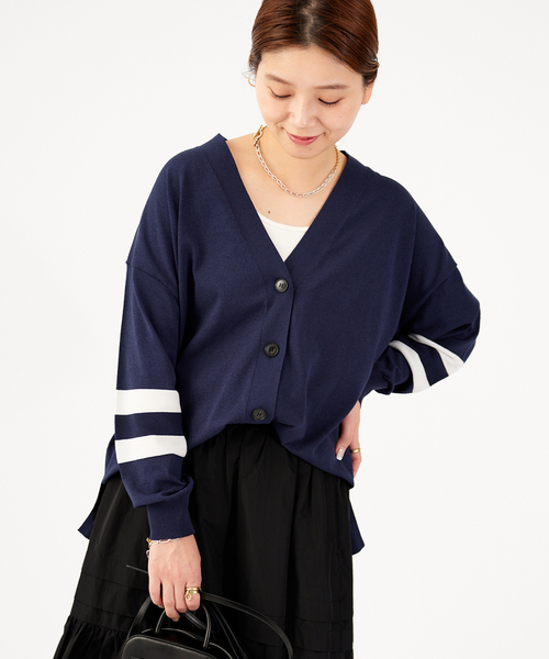 JOURNAL STANDARD（ジャーナルスタンダード）の「PREPPYカーディガン◆（カーディガン/ボレロ・レディース・ネイビー/ナチュラル・FREE）」の2枚目の写真