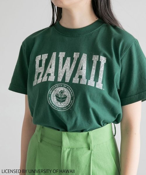 yuw（ユウ）の「ＣＯＬＬＥＧＥ　ＳＳ　Ｔ　258413（Tシャツ/カットソー・レディース・ブラック/グリーン・FREE）」の3枚目の写真