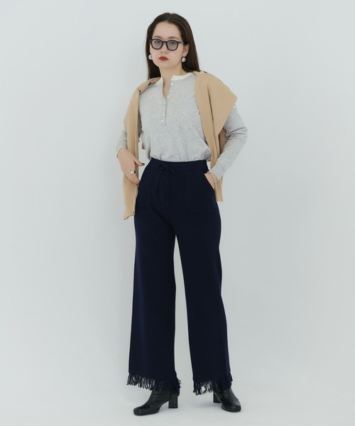 TINA:JOJUN(ティーナジョジュン)の「フリンジ ニットパンツ TINA:JOJUN(その他パンツ・レディース・ネイビー/ピンク・S/M)」の6枚目の写真