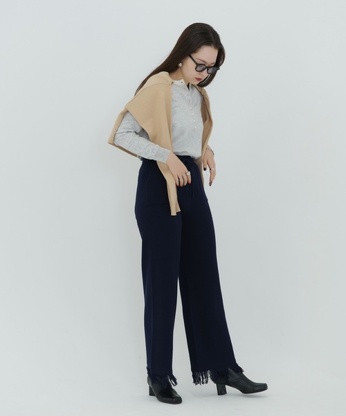 TINA:JOJUN(ティーナジョジュン)の「フリンジ ニットパンツ TINA:JOJUN(その他パンツ・レディース・ネイビー/ピンク・S/M)」の4枚目の写真