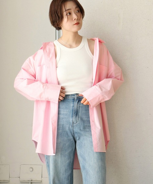 notch.（ノッチ）の「ビックポケットオーバーサイズシャツ（シャツ/ブラウス・レディース・ピンク/ブルー/オフホワイト・M）」の3枚目の写真