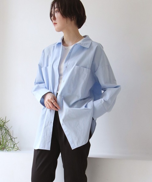 notch.（ノッチ）の「ビックポケットオーバーサイズシャツ（シャツ/ブラウス・レディース・ピンク/ブルー/オフホワイト・M）」の2枚目の写真