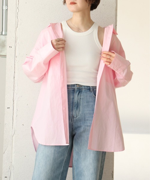 notch.（ノッチ）の「ビックポケットオーバーサイズシャツ（シャツ/ブラウス・レディース・ピンク/ブルー/オフホワイト・M）」の9枚目の写真