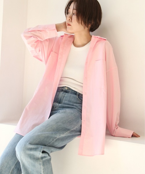 notch.（ノッチ）の「ビックポケットオーバーサイズシャツ（シャツ/ブラウス・レディース・ピンク/ブルー/オフホワイト・M）」の11枚目の写真