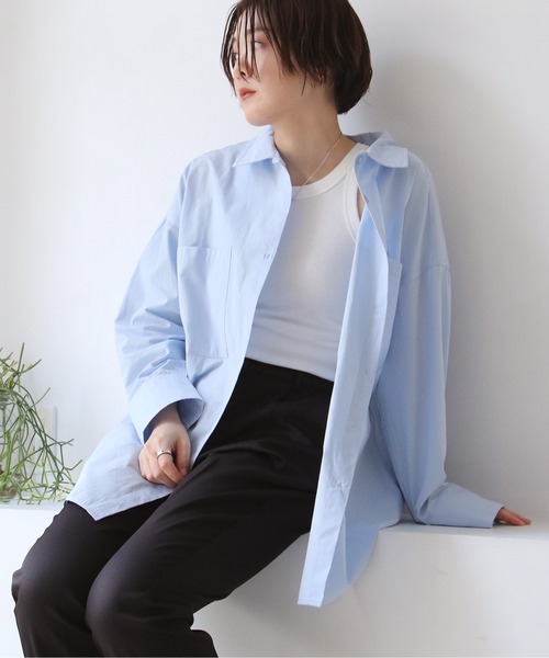 notch.（ノッチ）の「ビックポケットオーバーサイズシャツ（シャツ/ブラウス・レディース・ピンク/ブルー/オフホワイト・M）」の6枚目の写真