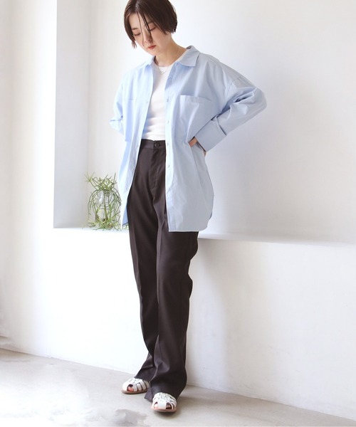 notch.（ノッチ）の「ビックポケットオーバーサイズシャツ（シャツ/ブラウス・レディース・ピンク/ブルー/オフホワイト・M）」の8枚目の写真