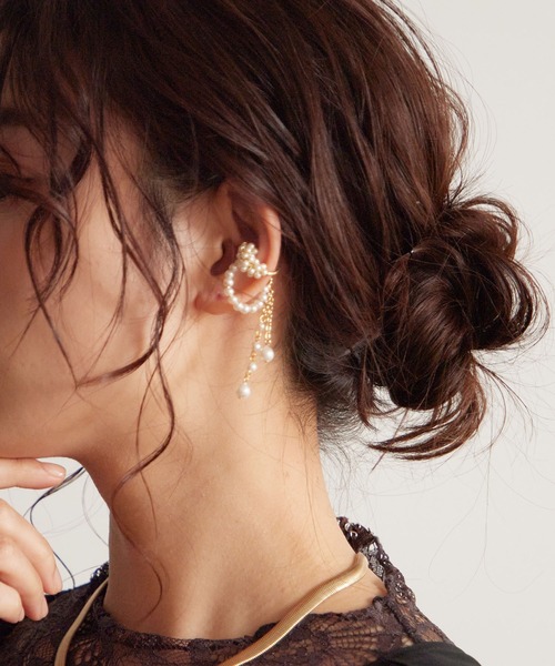 Kana（カナ）の「パール フープ ドロップ 結婚式 お呼ばれ イヤーカフ（イヤーカフ・レディース・シルバー/ゴールド・フリー）」の12枚目の写真