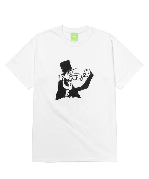 HUF(ハフ)の「DASTARDLY TEE / HUF プリント Tシャツ(Tシャツ/カットソー・メンズ・ホワイト/ブラック・SMALL/MEDIUM/LARGE/X-LARGE/XX-LARGE)」の2枚目の写真
