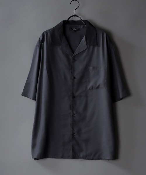 SITRY（シトリー）の「Oversize Drop shoulder Cleric Open Collar Shirt/オーバーサイズ ドロップショルダー クレリック オープンカラー シャツ（シャツ/ブラウス・メンズ・ホワイト/チャコールグレー/ブラック/ブルーグリーン/グレイッシュベージュ/グレイッシュブルー・M/L）」の4枚目の写真