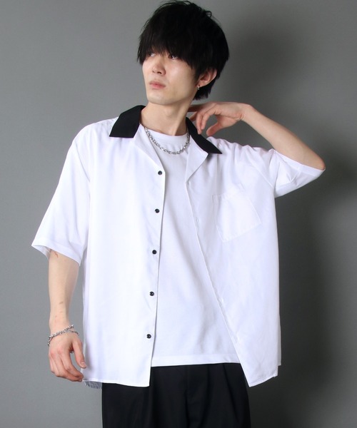 SITRY（シトリー）の「Oversize Drop shoulder Cleric Open Collar Shirt/オーバーサイズ ドロップショルダー クレリック オープンカラー シャツ（シャツ/ブラウス・メンズ・ホワイト/チャコールグレー/ブラック/ブルーグリーン/グレイッシュベージュ/グレイッシュブルー・M/L）」の14枚目の写真