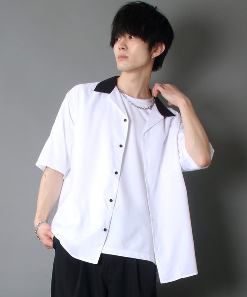 SITRY（シトリー）の「Oversize Drop shoulder Cleric Open Collar Shirt/オーバーサイズ ドロップショルダー クレリック オープンカラー シャツ（シャツ/ブラウス・メンズ・ホワイト/チャコールグレー/ブラック/ブルーグリーン/グレイッシュベージュ/グレイッシュブルー・M/L）」の16枚目の写真