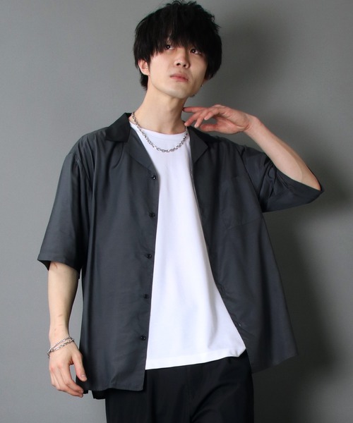 SITRY（シトリー）の「Oversize Drop shoulder Cleric Open Collar Shirt/オーバーサイズ ドロップショルダー クレリック オープンカラー シャツ（シャツ/ブラウス・メンズ・ホワイト/チャコールグレー/ブラック/ブルーグリーン/グレイッシュベージュ/グレイッシュブルー・M/L）」の18枚目の写真