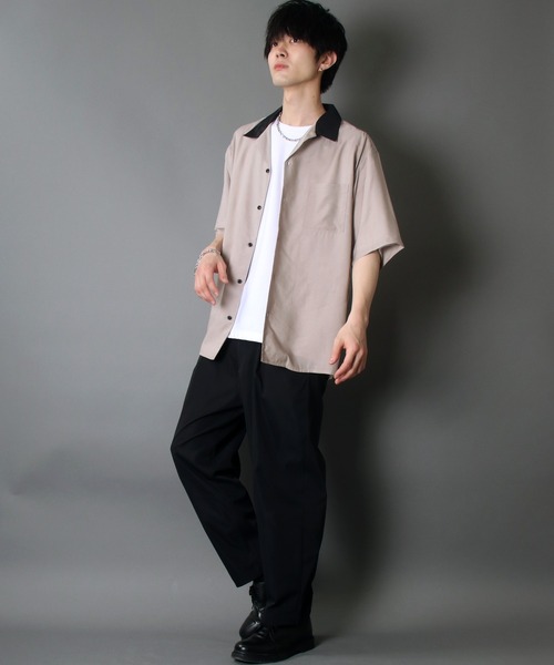SITRY（シトリー）の「Oversize Drop shoulder Cleric Open Collar Shirt/オーバーサイズ ドロップショルダー クレリック オープンカラー シャツ（シャツ/ブラウス・メンズ・ホワイト/チャコールグレー/ブラック/ブルーグリーン/グレイッシュベージュ/グレイッシュブルー・M/L）」の12枚目の写真
