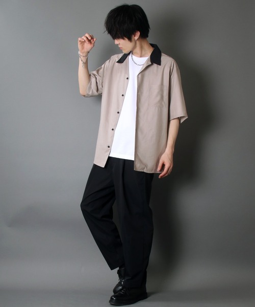 SITRY（シトリー）の「Oversize Drop shoulder Cleric Open Collar Shirt/オーバーサイズ ドロップショルダー クレリック オープンカラー シャツ（シャツ/ブラウス・メンズ・ホワイト/チャコールグレー/ブラック/ブルーグリーン/グレイッシュベージュ/グレイッシュブルー・M/L）」の13枚目の写真