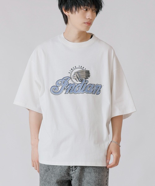 INDIAN MOTOCYCLE(インディアンモトサイクル)の「INDIAN × ADMIX-Japan 16/- 空紡糸コットン インディアン オリジナル 半袖 Tシャツ(Tシャツ/カットソー・メンズ・グレイッシュブルー/ホワイト/グリーン・50/48)」の18枚目の写真