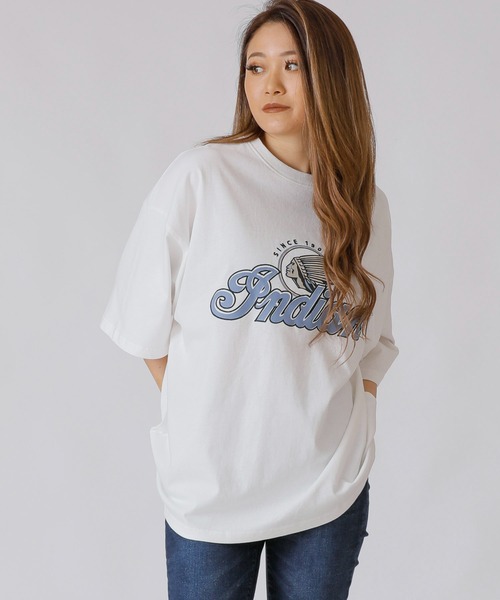 INDIAN MOTOCYCLE(インディアンモトサイクル)の「INDIAN × ADMIX-Japan 16/- 空紡糸コットン インディアン オリジナル 半袖 Tシャツ(Tシャツ/カットソー・メンズ・グレイッシュブルー/ホワイト/グリーン・50/48)」の19枚目の写真