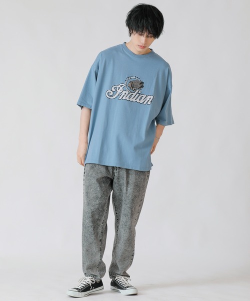 INDIAN MOTOCYCLE(インディアンモトサイクル)の「INDIAN × ADMIX-Japan 16/- 空紡糸コットン インディアン オリジナル 半袖 Tシャツ(Tシャツ/カットソー・メンズ・グレイッシュブルー/ホワイト/グリーン・50/48)」の20枚目の写真