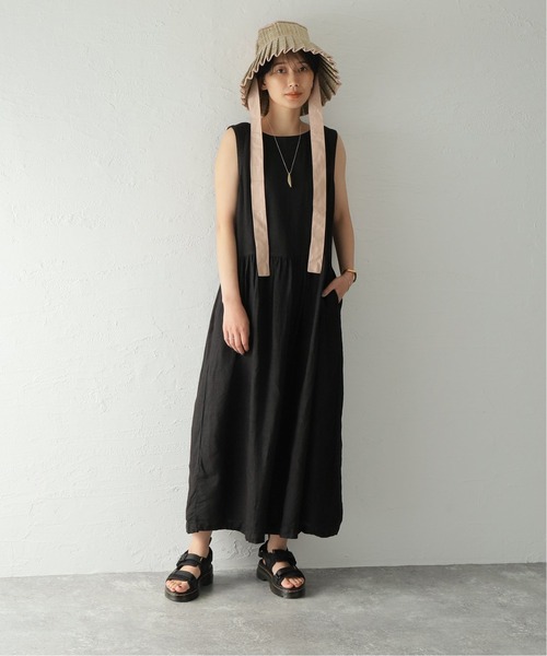 ARMEN(アーメン)の「【ARMEN/アーメン】 LINEN PLAIN BOAT NECK N/S OP:ワンピース(ワンピース・レディース・チャコールグレー/ブラック・SMALL)」の5枚目の写真
