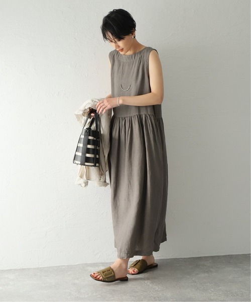 ARMEN(アーメン)の「【ARMEN/アーメン】 LINEN PLAIN BOAT NECK N/S OP:ワンピース(ワンピース・レディース・チャコールグレー/ブラック・SMALL)」の15枚目の写真