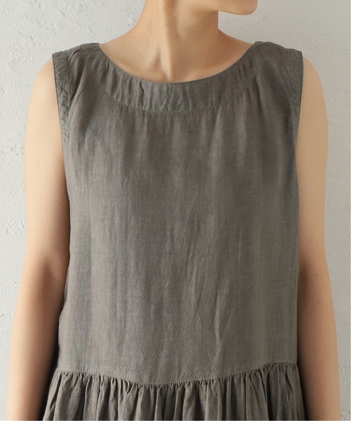 ARMEN(アーメン)の「【ARMEN/アーメン】 LINEN PLAIN BOAT NECK N/S OP:ワンピース(ワンピース・レディース・チャコールグレー/ブラック・SMALL)」の6枚目の写真