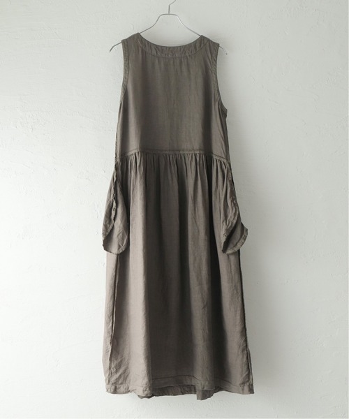 ARMEN(アーメン)の「【ARMEN/アーメン】 LINEN PLAIN BOAT NECK N/S OP:ワンピース(ワンピース・レディース・チャコールグレー/ブラック・SMALL)」の4枚目の写真