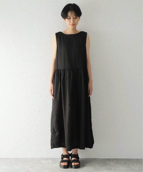 ARMEN(アーメン)の「【ARMEN/アーメン】 LINEN PLAIN BOAT NECK N/S OP:ワンピース(ワンピース・レディース・チャコールグレー/ブラック・SMALL)」の7枚目の写真