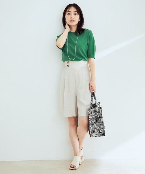 VIS(ビス)の「【接触冷感】ハーフスリーブベーシックニット(ニット/セーター・レディース・ブラック/ホワイト/ブラウン系その他2/グリーン/ピンク系その他2・FREE)」の12枚目の写真